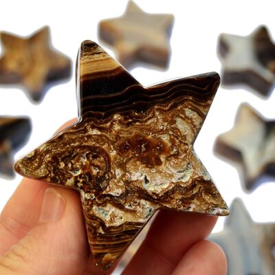 Cristal tallado en forma de estrella de calcita chocolate (55 mm - 60 mm)