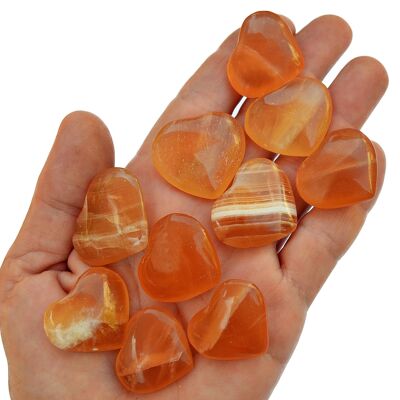 Honey Calcite Carved Heart Crystal (25mm - 30mm)