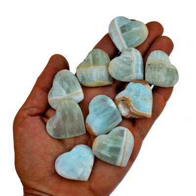 Caribbean Calcite Heart Crystal (25mm - 30mm)