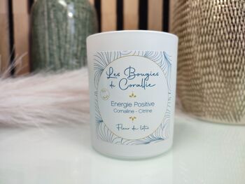 Bougie parfumée Energie positive avec pierre naturelle semi précieuse Orange , Cornaline et Citrine, bougie naturelle, idée cadeau de noël 2