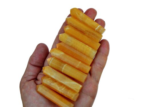 Puntas de cristal de calcita naranja (50 mm)