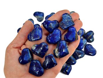 Lot de 10 pièces de cristal de cœur Lapis Lazuli (25 mm - 35 mm) 1