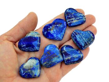 Lot de 10 pièces de cristal de cœur Lapis Lazuli (25 mm - 35 mm) 7