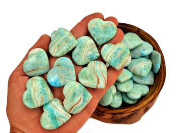 Lot de 10 cœurs en cristal d'aragonite bleue (30 mm – 35 mm) 1