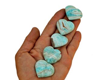 Lot de 10 cœurs en cristal d'aragonite bleue (30 mm – 35 mm) 3