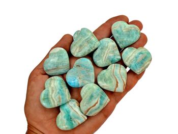 Lot de 10 cœurs en cristal d'aragonite bleue (30 mm – 35 mm) 5