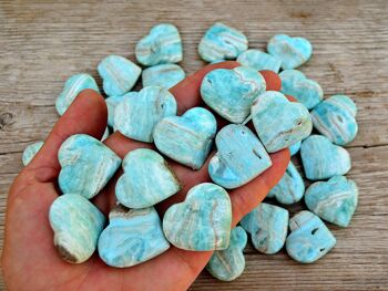 Lot de 10 cœurs en cristal d'aragonite bleue (30 mm – 35 mm) 8