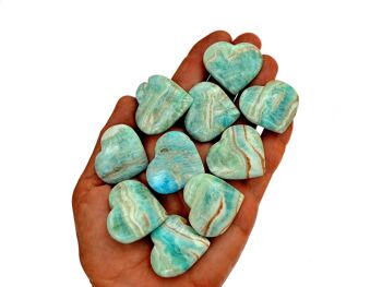 Lot de 10 cœurs en cristal d'aragonite bleue (30 mm – 35 mm) 9