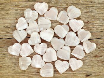 10 Pcs Lot de Coeur de Calcite Mangano Rose (30mm - 35mm) 2