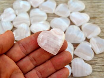 10 Pcs Lot de Coeur de Calcite Mangano Rose (30mm - 35mm) 4