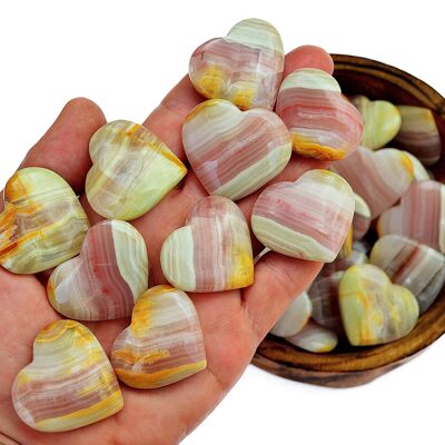 Pink Banded Onyx Heart (25mm - 35mm)
