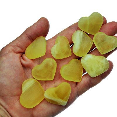 Lotto di 10 pezzi di cuore di calcite al limone (25mm-30mm)