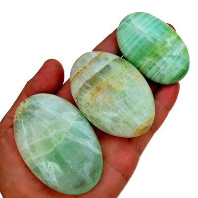 Pistachio Calcite Palm Stone (45mm - 95mm)