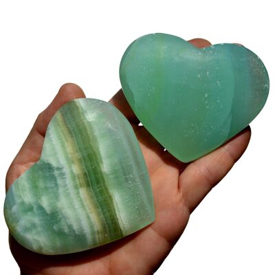 Natural Pistachio Calcite Heart Shapped Crystals (40mm - 80mm)