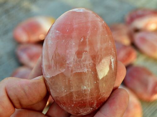 Rose Calcite Palm Stone (6-10 Pcs) 1 Kg Lot (50mm - 75mm)