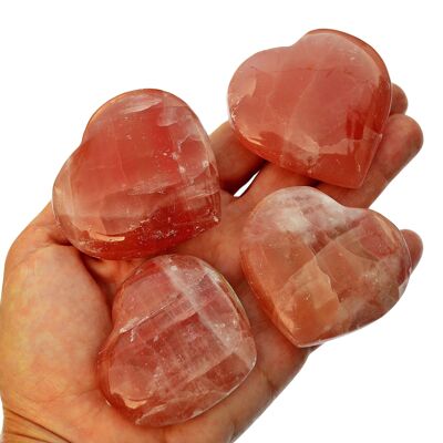 Cristal de corazón en forma de calcita rosa (45 mm - 70 mm)