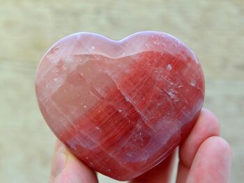 Cristal de cœur en forme de calcite rose (45 mm - 70 mm) 7