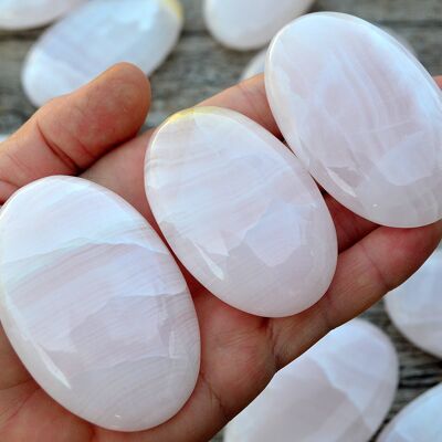 Rose Mangano Calcite Palm Stone (8-13 Pcs) - (55mm - 90mm) 1 Kg Lot