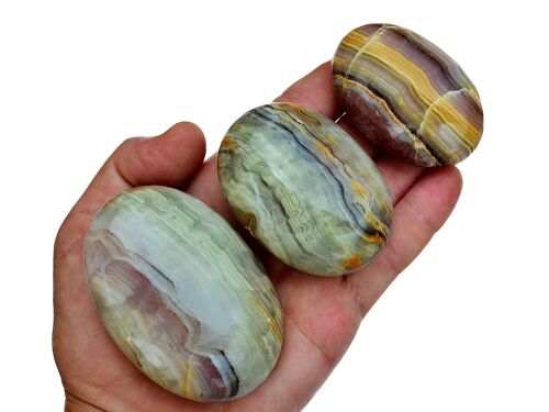 Pink Banded Onyx Palm Stone (50mm - 70mm)