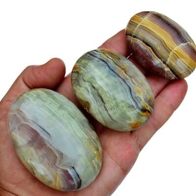 Pink Banded Onyx Palm Stone (50mm - 70mm)