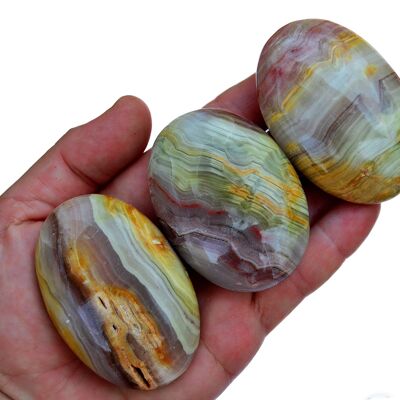 Natural Pink Banded Onyx Palm Stone (8 -13 Pcs) - (50mm-70mm) 1 Kg Lot