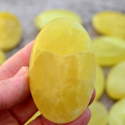 Lemon Calcite Palm Stone Lot (8-12 Pcs) - (45mm - 80mm) 1 Kg