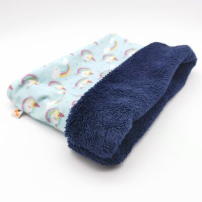Children's Snood with Unicorn pattern, 7-12 years old - blue