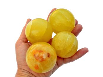Sphère de cristal de calcite citronnée (3-5 pièces) – (50 mm – 65 mm) 1 kg de calcite jaune 4