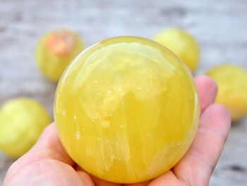 Sphère de cristal de calcite citronnée (3-5 pièces) – (50 mm – 65 mm) 1 kg de calcite jaune 6