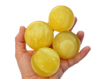 Sphère de cristal de calcite citronnée (3-5 pièces) – (50 mm – 65 mm) 1 kg de calcite jaune 7