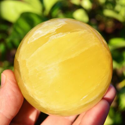 Sfera minerale di calcite limone (65 mm - 80 mm)