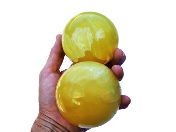 Sphère minérale de calcite citronnée (65 mm - 80 mm) 9