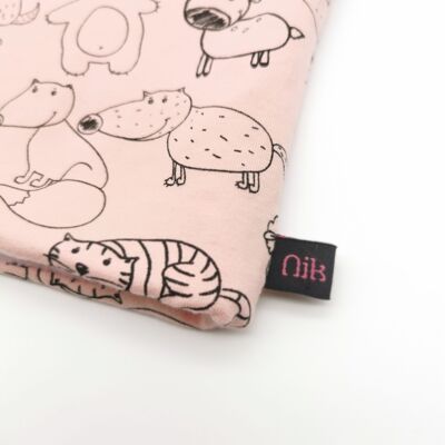 Children's Snood with Animal pattern, 7-12 years old - pink