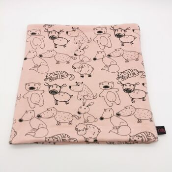 Snood enfant motif Animaux 7-12 ans - rose 3