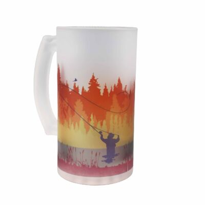 Autumn Fly Fishing Frosted Beer Stein