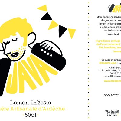 Lemon In'zeste - Cerveza rubia con etiqueta Nature&Progrès // 50cl // 4,2%