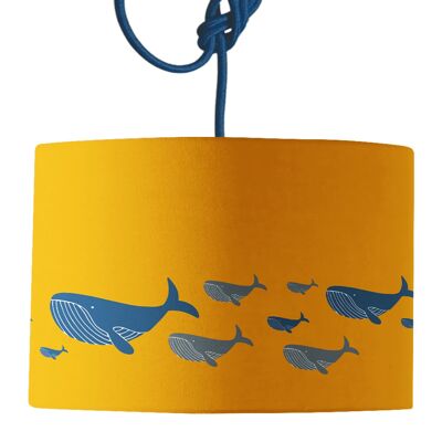 Pantalla de lámpara amarilla mostaza de la familia de ballenas