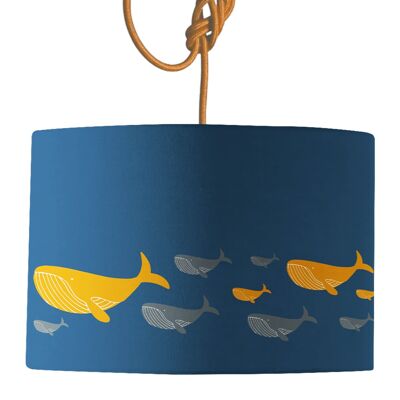 Pantalla de lámpara azul de la familia de ballenas
