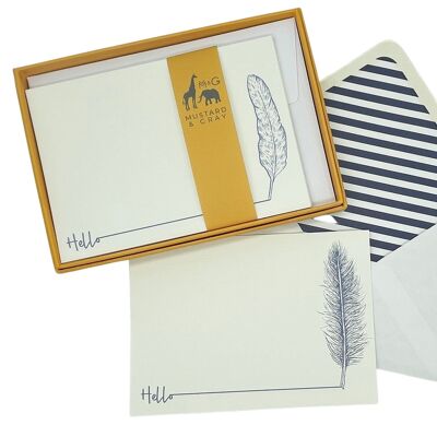 Hello Feather with Lined Envelopes