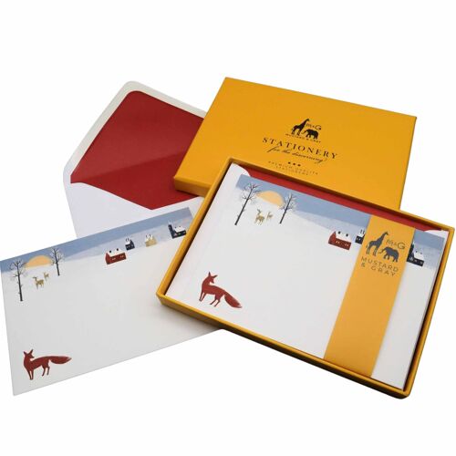 Winter Fox notecards with Lined Envelopes