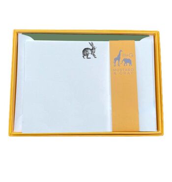 Ensemble de cartes de notes Lièvre avec enveloppes doublées 1