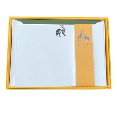 Hase-Notizkarten-Set mit linierten Umschlägen