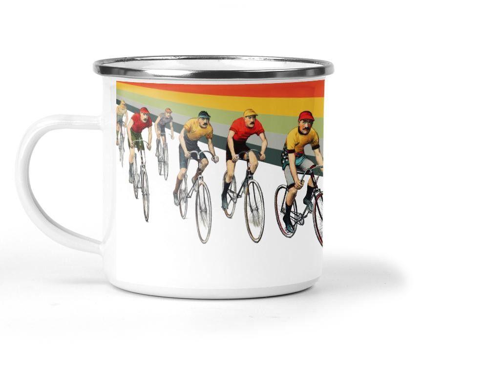 Tazza di latta in metallo smaltato Cameron Vintage Cycling