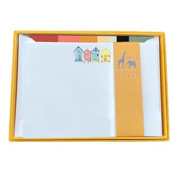 Ensemble de cartes de notes Beach Hut avec enveloppes doublées 1