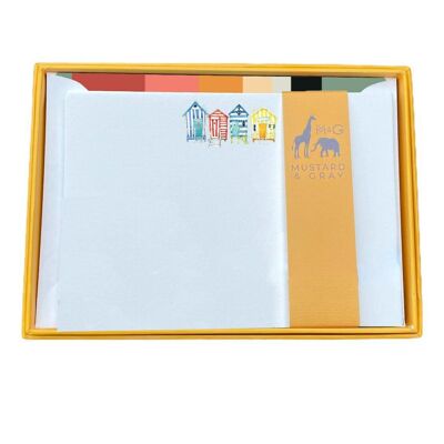 Beach Hut Notecard Set with Lined Envelopes
