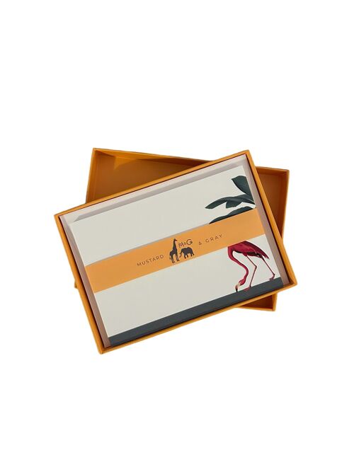 Darwin's Menagerie "Foraging Flamingo" Notecard Set with Lined Envelopes