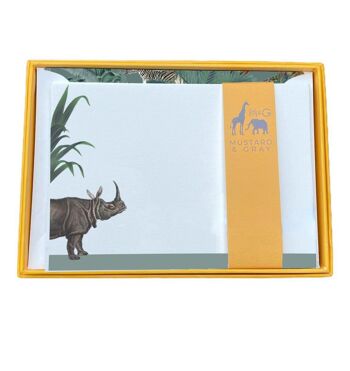 Ensemble de cartes pour notes « Reluctant Rhino » de Darwin's Menagerie avec enveloppes vernies 4