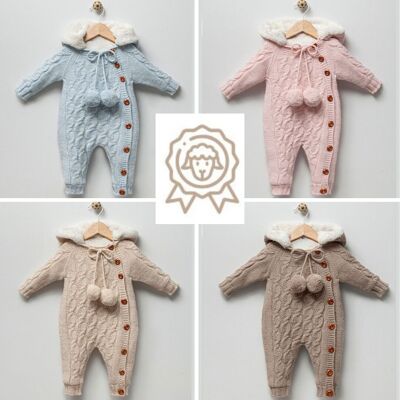 A Pack of Four Sizes Organic Knitwear Hooded Baby Outdoor Pram Suit