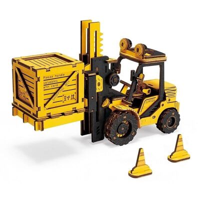 Puzzle 3D en bois DIY Chariot élévateur, Robotime, TG413K, 21×6.5×12.5 cm