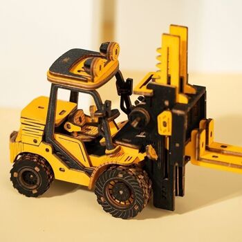 Puzzle 3D en bois DIY Chariot élévateur, Robotime, TG413K, 21×6.5×12.5 cm 2